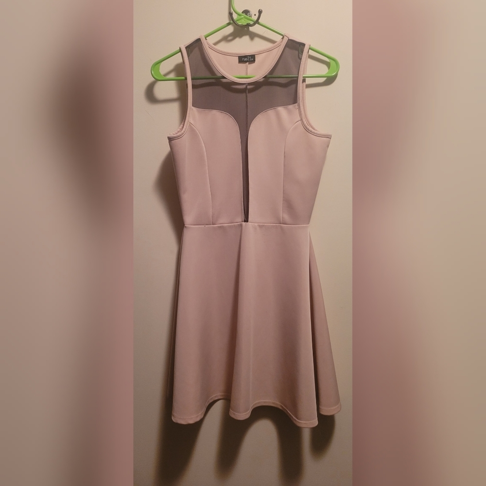 Pink Mesh Cutout Rue21 Circle Skirt Dress